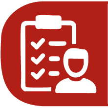 Ícono de lista de verificación con usuario que representa control, supervisión y gestión en procesos de alta gerencia