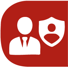 Icono de profesional con escudo de seguridad para el diplomado en alta gerencia virtual.