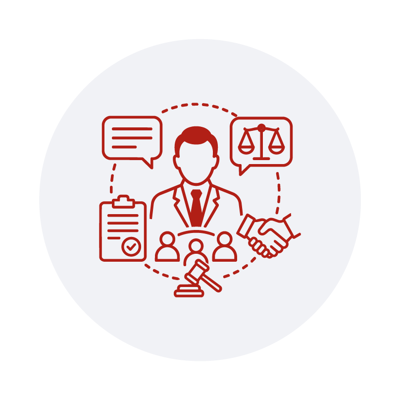 Icono de documento jurídico que representa argumentación y resolución de controversias en derecho administrativo