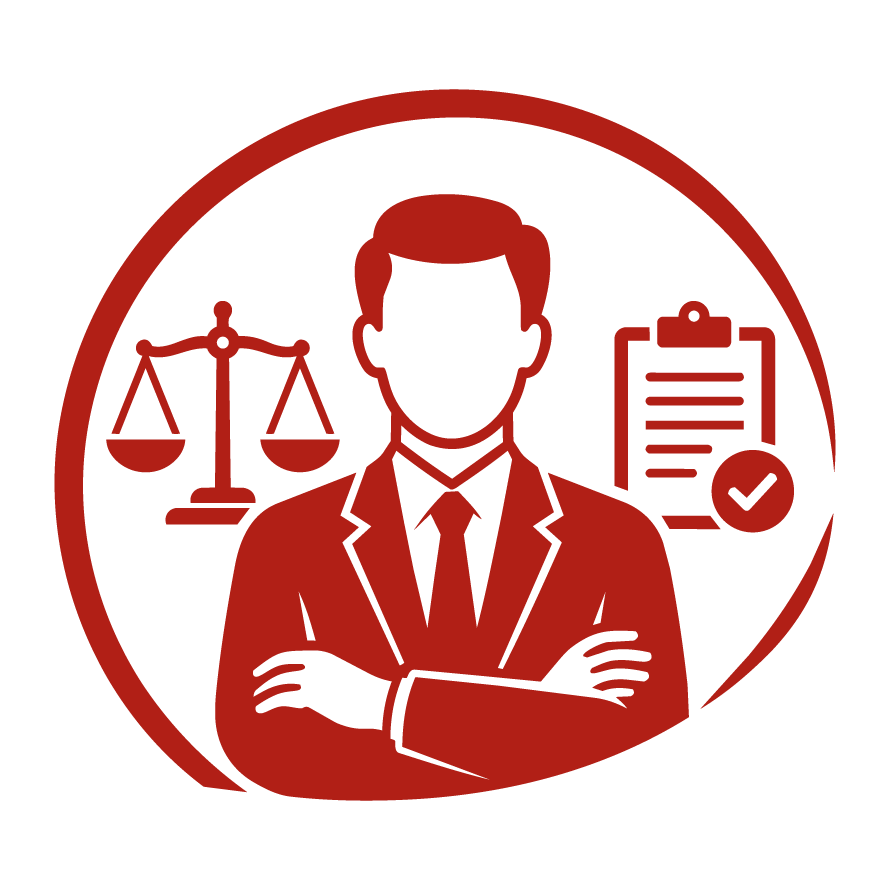 Icono de profesional frente a un computador que representa el cargo de Director o Jefe de Área Jurídica con enfoque en contratación estatal