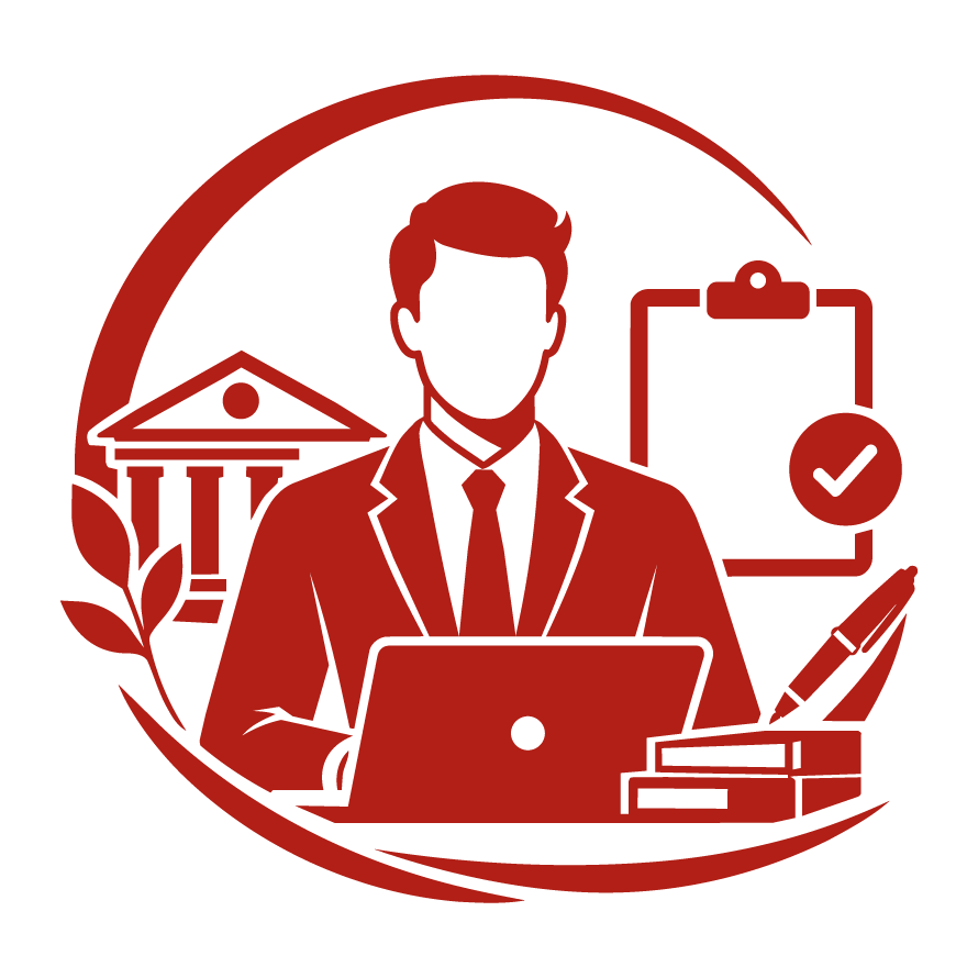 Icono de profesional frente a un computador que representa el cargo de Secretario General o Secretario de Despacho en gestión pública digital