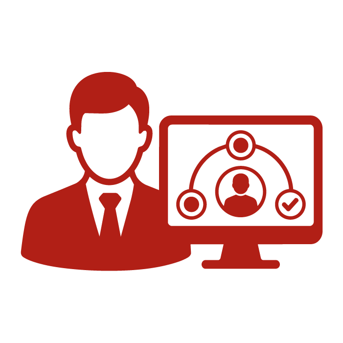 Líder frente a un monitor con el perfil de un cliente conectado a otros usuarios, representación de la gestión de Customer Experience en e-commerce.