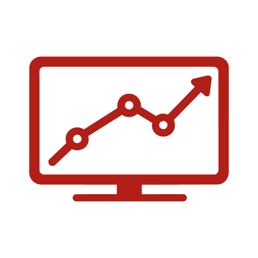 Ícono de monitoreo en pantallas que representa control y mitigación de riesgos en el marco de especialización en mercados financieros