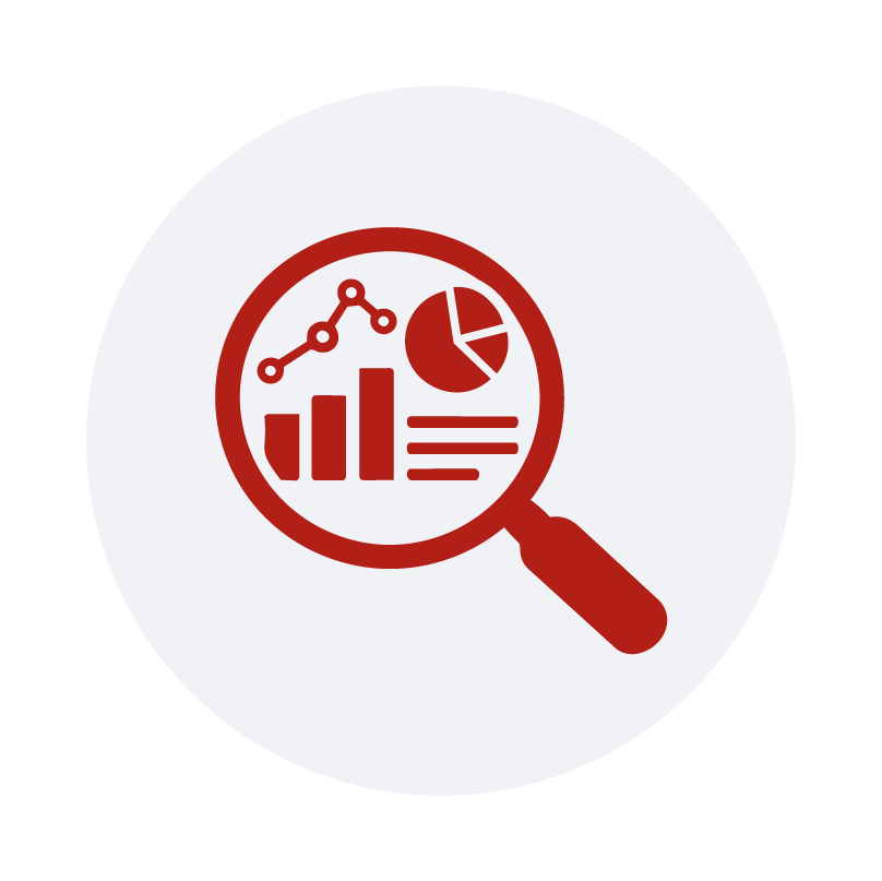 Ícono de engranajes y red global que simboliza evaluación de escenarios asociado a especialización en riesgo financiero