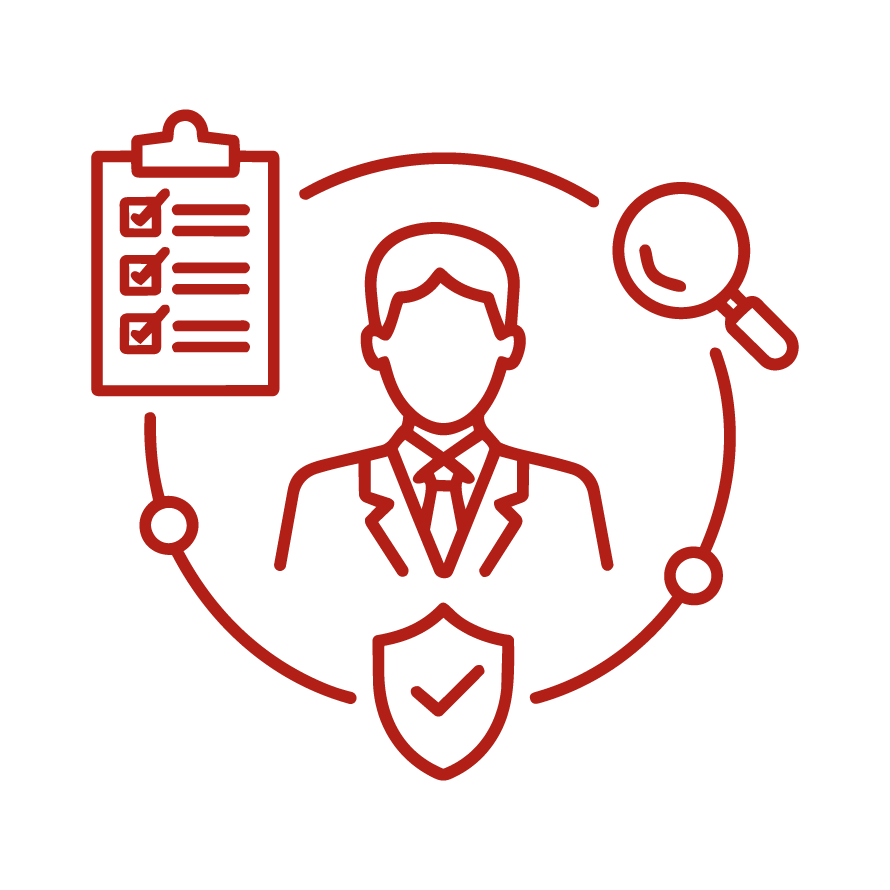 ícono de persona explicando con documentos en mano, representación de la asesoría en procesos de control interno dentro de organizaciones