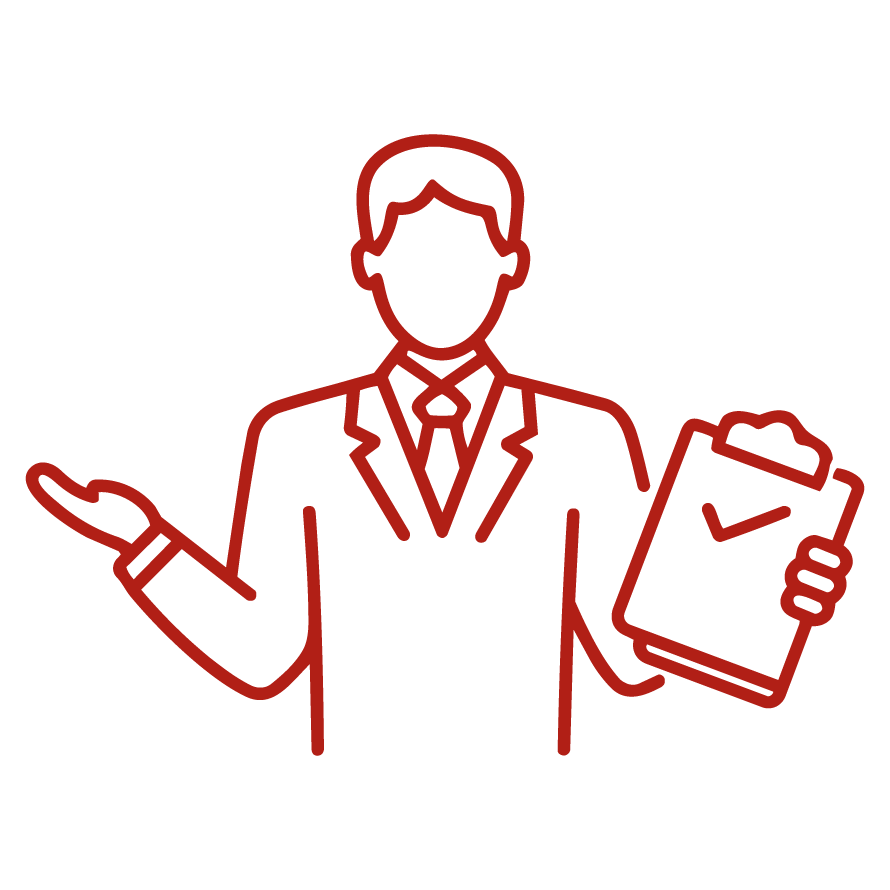 ícono de profesional con gráficos ascendentes y engranaje, representación del oficial de cumplimiento en la gestión normativa empresarial