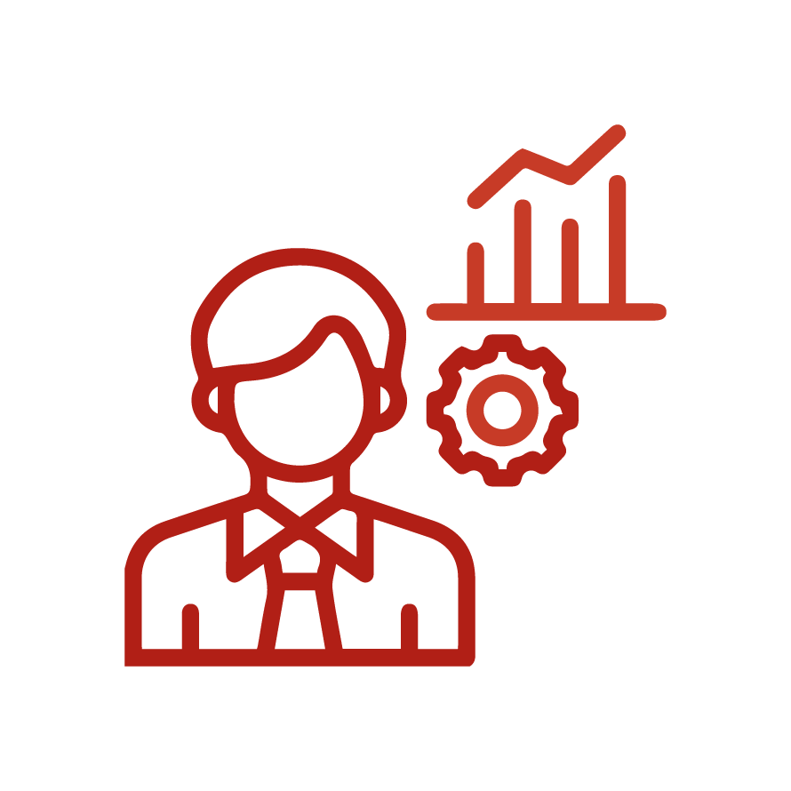ícono de profesional con documentos y símbolo de escudo, representación del interventor en la supervisión de procesos empresariales