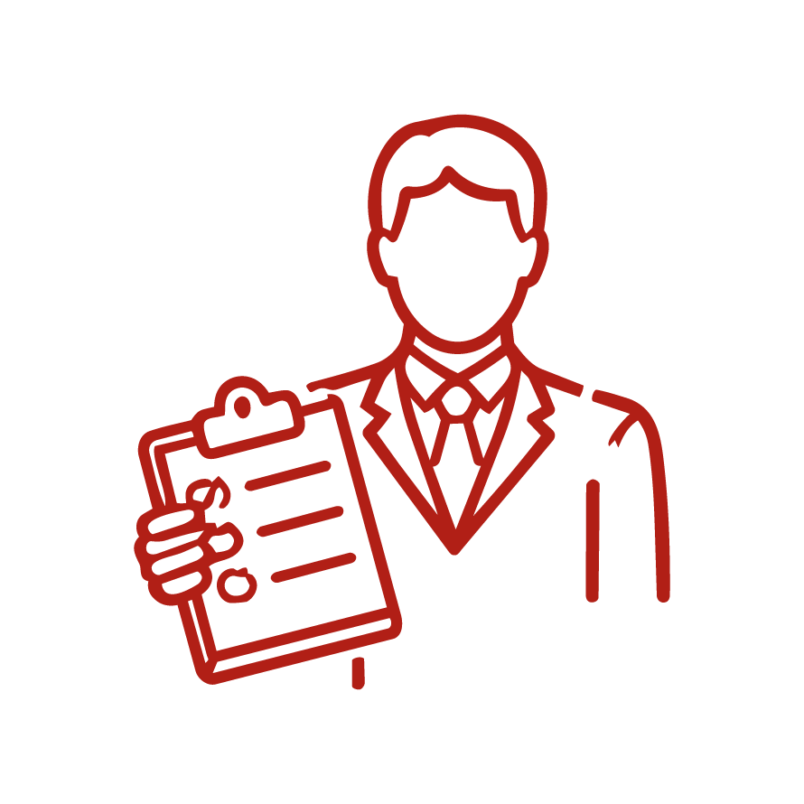 ícono de profesional con balanza y documento, representación de perito en conflictos contables y de cumplimiento en contextos organizacionales