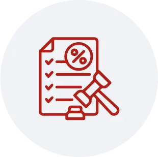 Icono de mazo legal y lista de verificación de impuestos para la especialización virtual en revisoría fiscal.