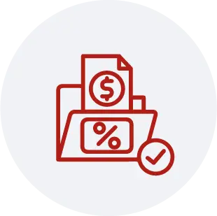  Icono de carpeta y documentos fiscales para la maestría en contabilidad y tributación.